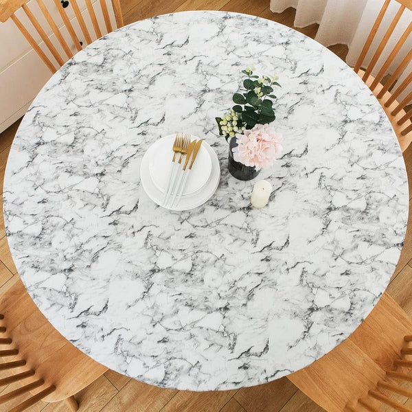 Elegant Marble Vinyl Round Tablecloth