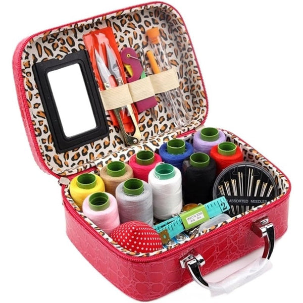 CraftVault Portable Sewing Kit in Faux Leather Case